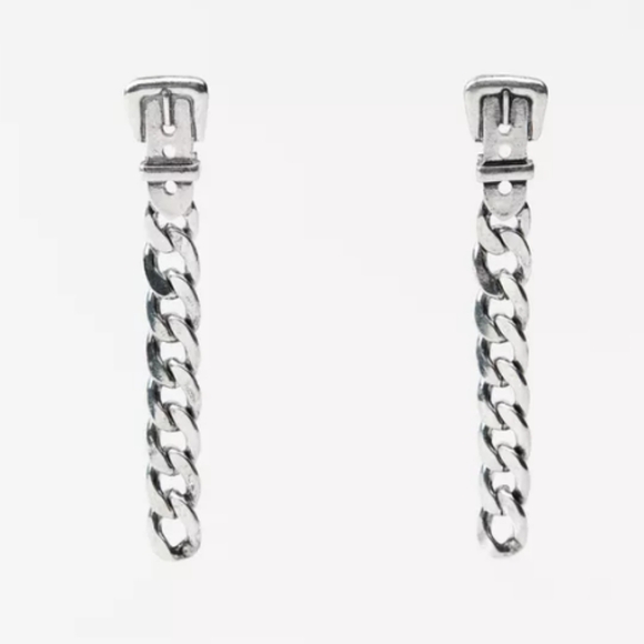Zara Silver Chain Buckle Earrings - Picture 3 of 4